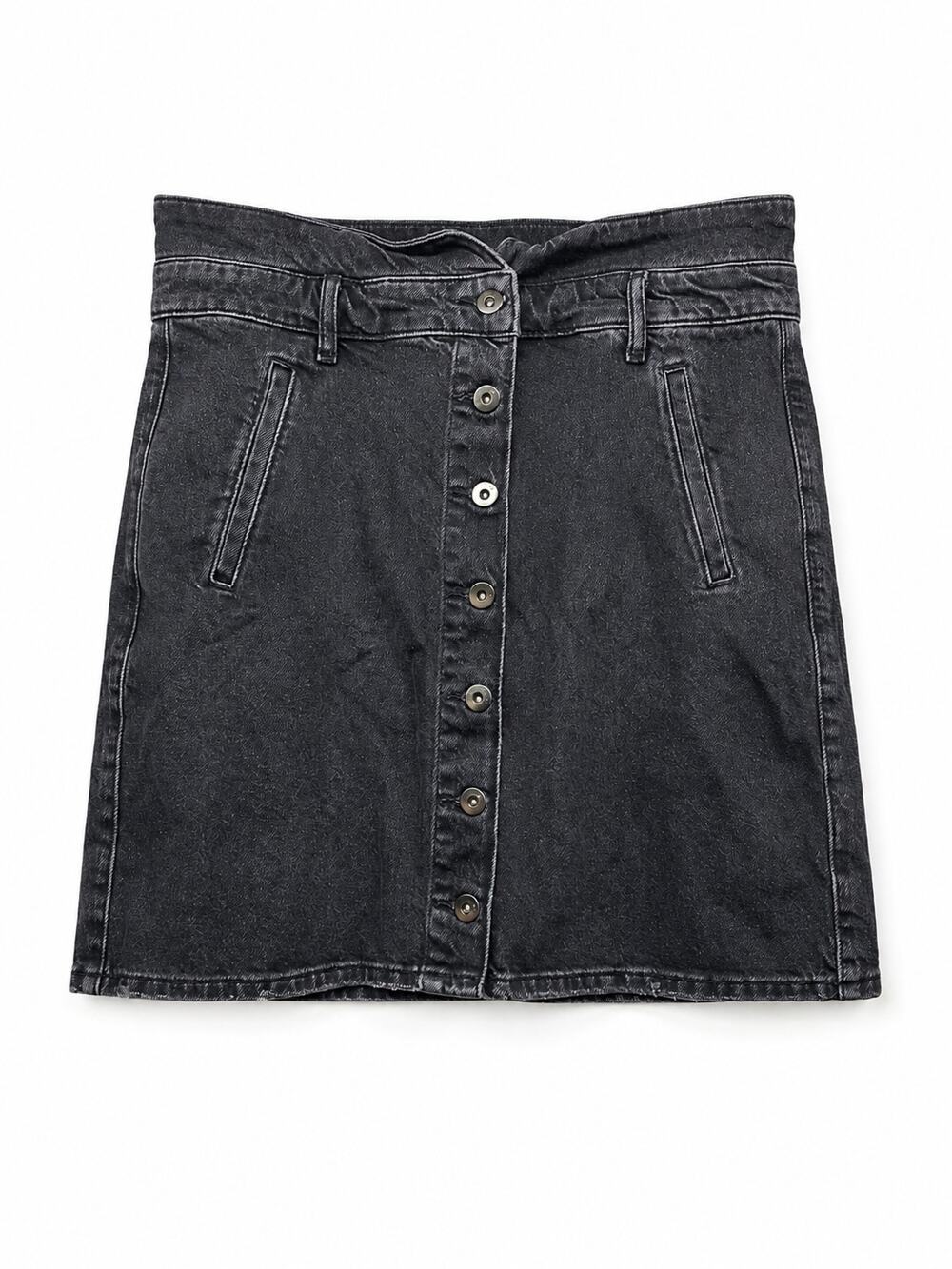 PILCRO AND THE LETTERPRESS Anthropologie 12 Black Denim Button Front Mini Skirt